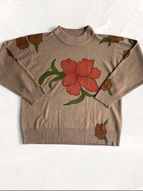 Adanu Floral Mock Neck Sweater (No Size Tag)